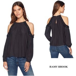 Ramy Brook Anne Coil Accent Cold Shoulder Blouse